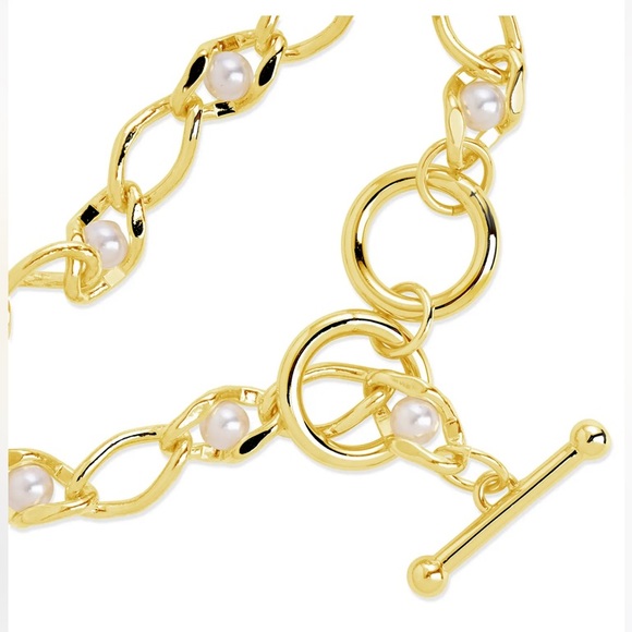 Sterling Forever 14K Gold Plated Amedea Synthetic Pearl Chain Bracelet Gold, OS - Picture 5 of 11